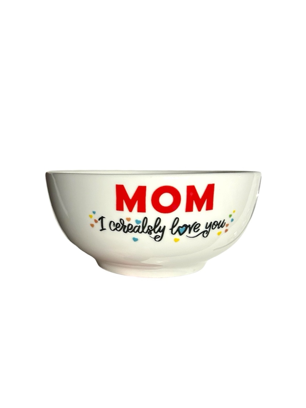 Mom 'I Cereally Love You' White Ceramic Cereal Bowl with Spoon Set